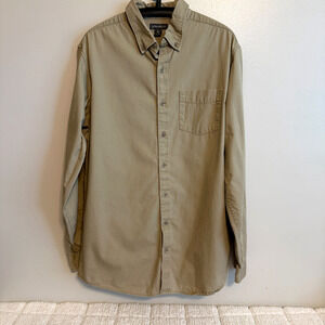 Eddie Bauer Men's Button Down Beige Long Sleeve Shirt Size Large Casual Staple
